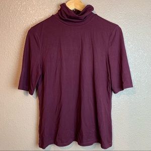 Joie Burgundy Turtle Neck T-Shirt M Medium Top Blouse